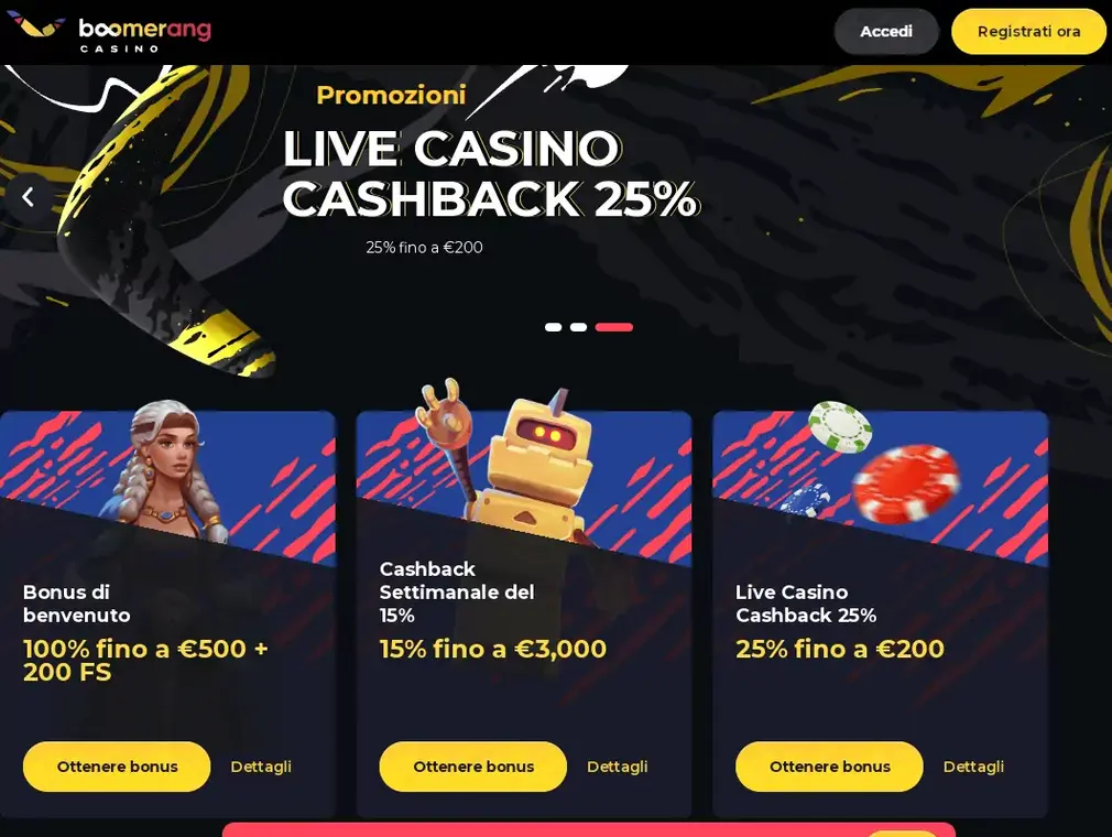 Boomerang Casino Bonus e promozioni 
